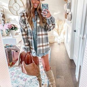 Plaid soft flannel shacket